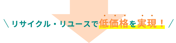 様々なリサイクル方法で低価格を実現！